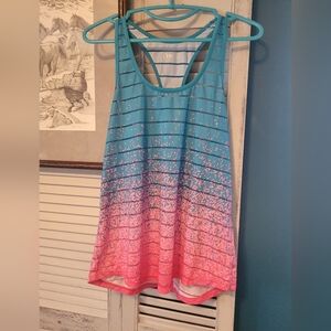 ZYIA Teal and Pink Striped Tank Top